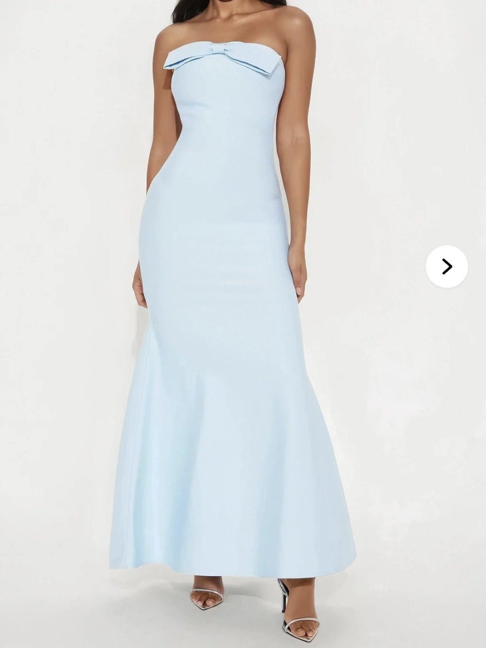 Strapless Bow-Front Mermaid Gown — Light Blue